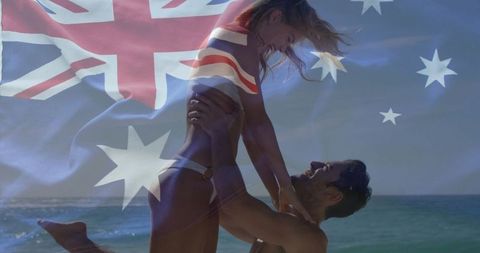 Romantic Beach Adventure with Australian Pride