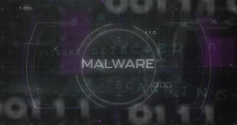 Conceptual Animation of Malware Over Digital Code Background
