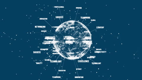 Globe and Digital Interface Concept with Key Terms