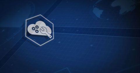 abstract technology icon cluster on blue background - Download Free Stock Images Pikwizard.com
