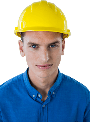 confident engineer in yellow hard hat with transparent background - Download Free Stock Videos Pikwizard.com