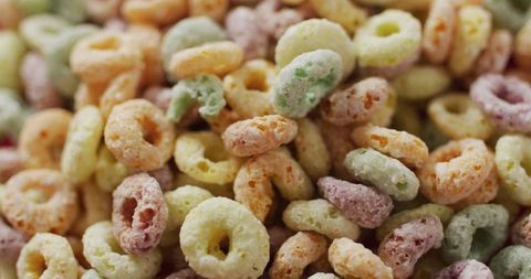 Close-up of Colorful Round Breakfast Cereals - Download Free Stock Images Pikwizard.com