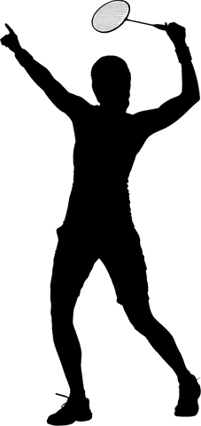 Female Tennis Player Silhouette with Racket on Transparent Background