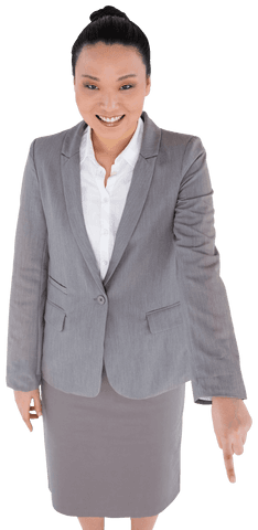smiling asian businesswoman pointing gesture on transparent background - Download Free Stock Videos Pikwizard.com