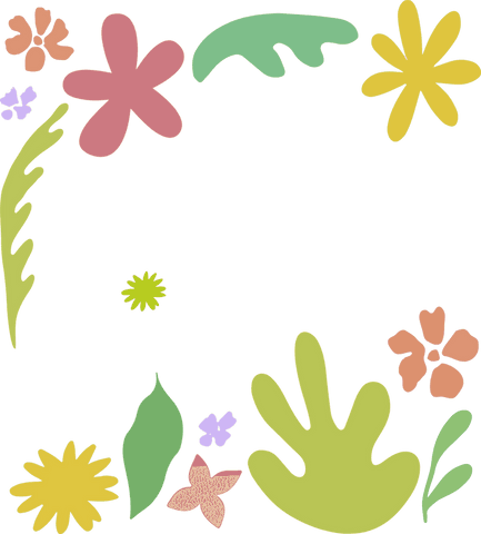 Abstract Pastel Floral Border with Transparent Background