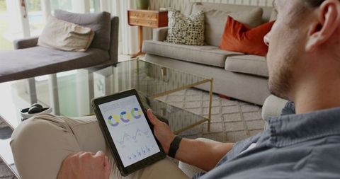 Casual Indoor Relaxation with Tablet Lifestyle at Home