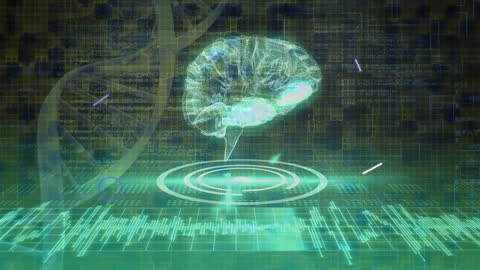 Futuristic Digital Brain Scan with Tech Holograms