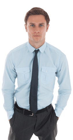 Transparent Image Serious Businessman Hands in Pockets
