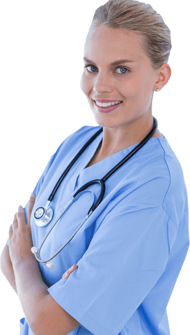 Transparent Happy Doctor Confidently Crossing Arms