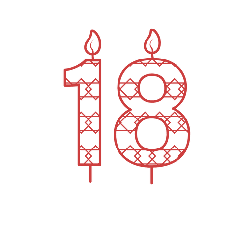 Red 18th Birthday Candle with Patterns on Transparent Background - Download Free Stock Videos Pikwizard.com