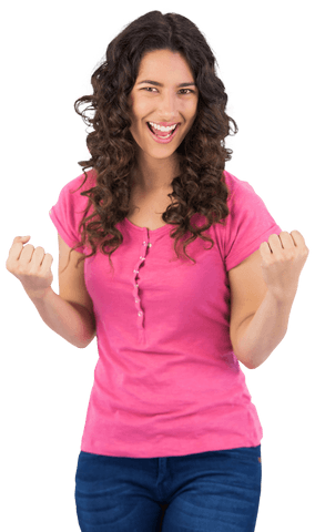 Happy Woman Celebrating Triumph Transparent Background