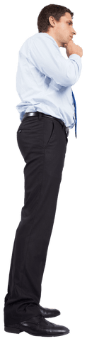 Pensive Businessman Standing Transparent Background Office
