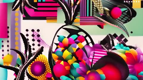 Multicolored Abstract Shape Explosion with Vibrant Geometric Patterns