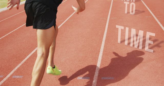 Athlete Starting Sprint Run on Track With Motivational Words on Surface - Download Free Stock Images Pikwizard.com