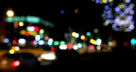 Colorful Urban Bokeh Lights at Night Long Exposure - Download Free Stock Images Pikwizard.com