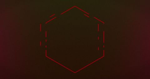 Red Neon Hexagon Glowing on Dark Background Concept
