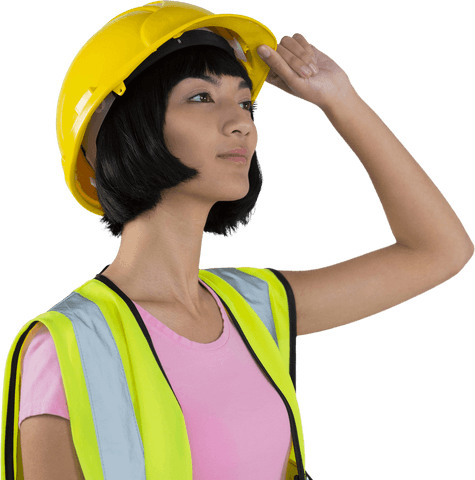 confident female architect wearing hard hat looking thoughtful transparent - Download Free Stock Videos Pikwizard.com