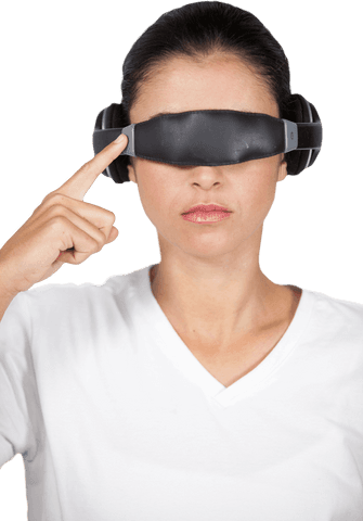 serious woman in transparent virtual reality glasses - Download Free Stock Videos Pikwizard.com
