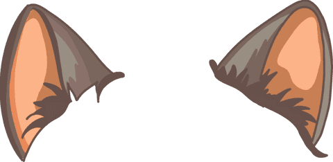 Stylized animal ears with brown and peach tufts on transparent background