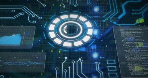 Futuristic Digital Interface with Data Analytics and Circuitry - Download Free Stock Images Pikwizard.com