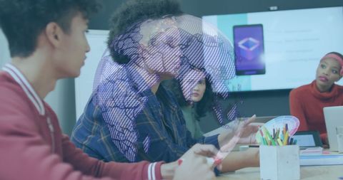 Global Networking Over Business Meeting in Office