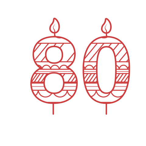 transparent red candle number 80 with flames png design - Download Free Stock Videos Pikwizard.com
