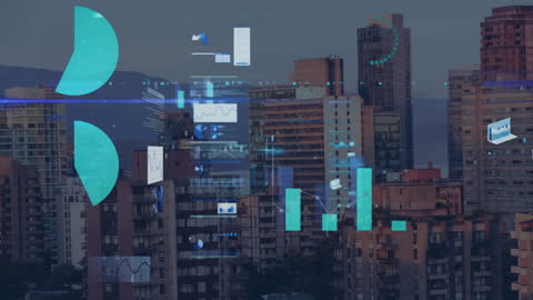 Digital Interface Data Processing Over Urban Skyline