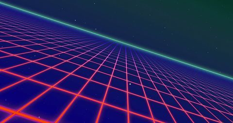 retro neon grid with digital horizon in space scene - Download Free Stock Images Pikwizard.com