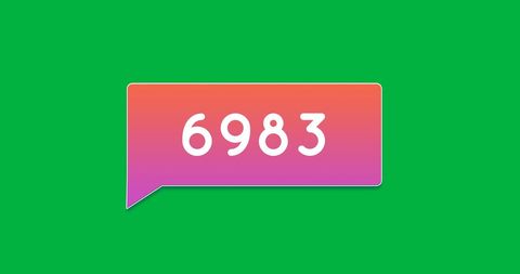 Colorful Notification Bubble on Green Background with Number 6983 - Download Free Stock Images Pikwizard.com