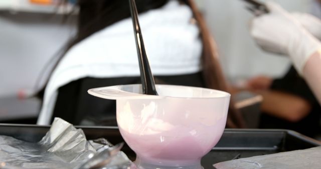 Close-Up of Hair Dye Bowl in Hair Salon - Download Free Stock Images Pikwizard.com