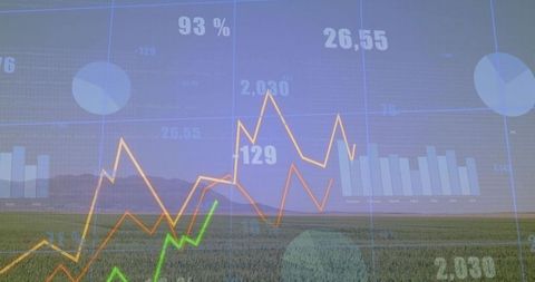 Futuristic Data Dashboard Overlaying Scenic Nature Landscape