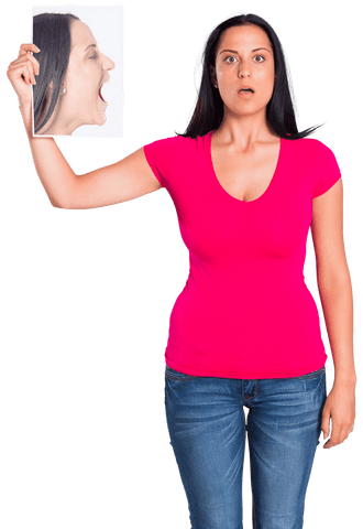 woman holding screaming poster against transparent background - Download Free Stock Videos Pikwizard.com