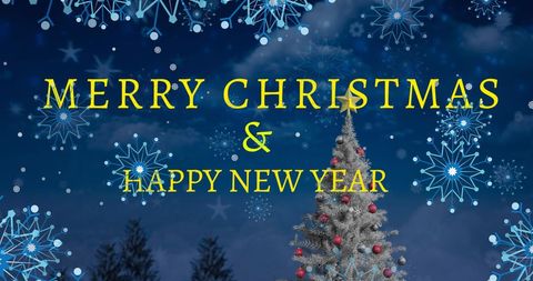 Festive Christmas and New Year Greeting with Snowflakes and Tree - Download Free Stock Images Pikwizard.com