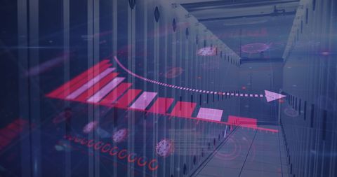 Digital Interface Overlay with Coronavirus on Server Background