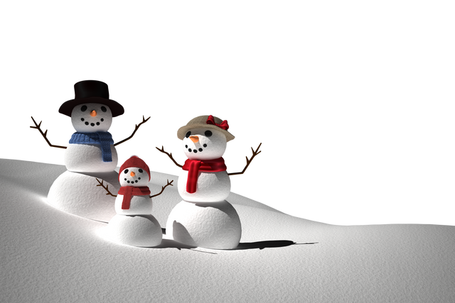 Family of Snowmen with Hats and Scarfs on Transparent Background - Download Free Stock Videos Pikwizard.com