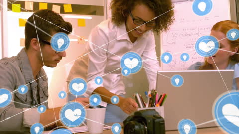 Office Animation Featuring Network of Digital Connections