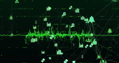 Digital Financial Network Illustration with Graph and Global Connections