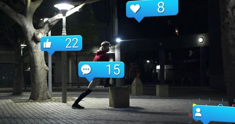 Social Media Notifications Overlay in Urban Night Scene - Download Free Stock Images Pikwizard.com
