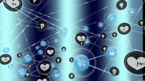 Digital Network Web with Business and Health Icons