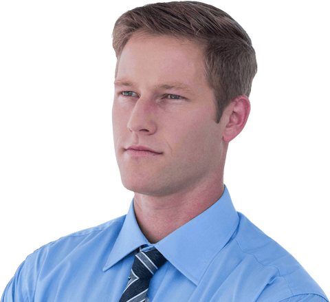 Thoughtful Businessman Pondering in Transparent Setting