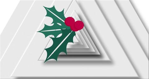 Festive Modern Abstract Design with Holly on Geometric Layers