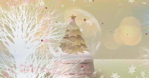 Whimsical Snow Globe with Stylized Christmas Tree
