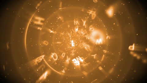 Orange Alphabet Letters Rotating in Circular Motion