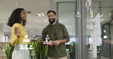 Diverse Team Collaboration with Global Networking Icons