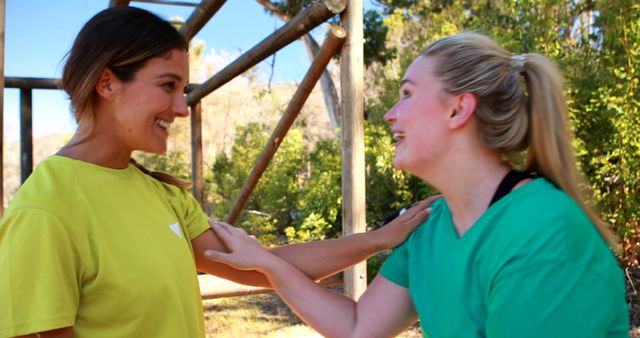 Friends Laughing Together in Outdoor Fitness Activity - Download Free Stock Images Pikwizard.com