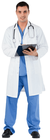 Confident Doctor in White Coat Holding Transparent Clipboard - Download Free Stock Videos Pikwizard.com