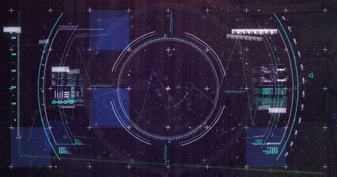 High-Tech Digital Interface with Data Metrics Visualization