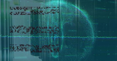 Digital Sphere and Data Graph Line in Futuristic Data Center