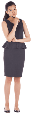 Confident Asian Businesswoman Working Concept on Transparent Background