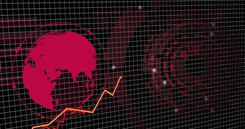 Abstract global finance chart with data visualization grid